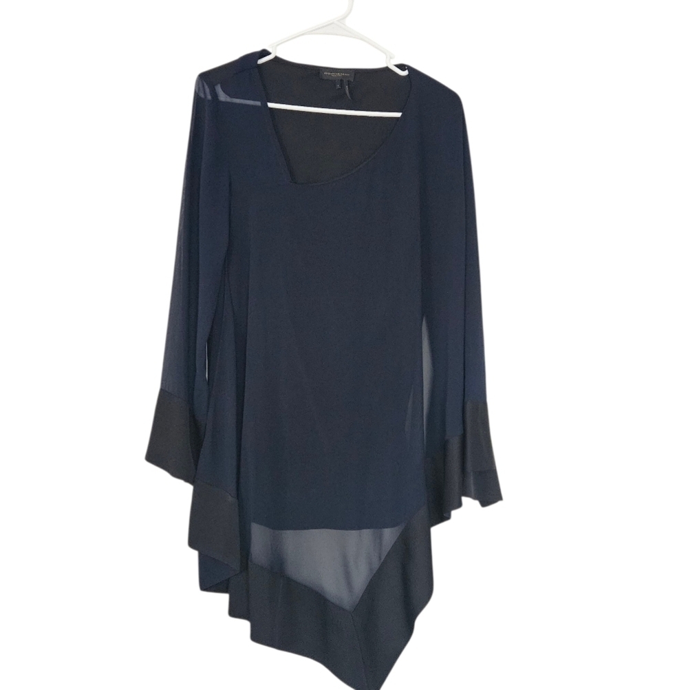 Donna Karan New York Blue Black Mother Of The Bride Draped Top Size S
